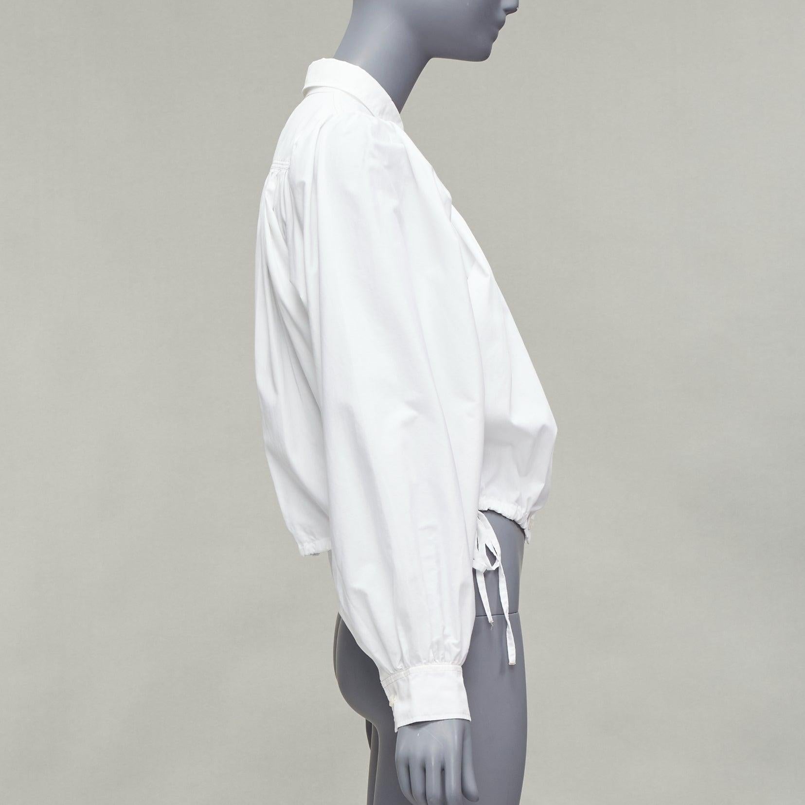 Women's MARNI white cotton drawstring hem puff sleeve cropped blouse IT36 XXS For Sale