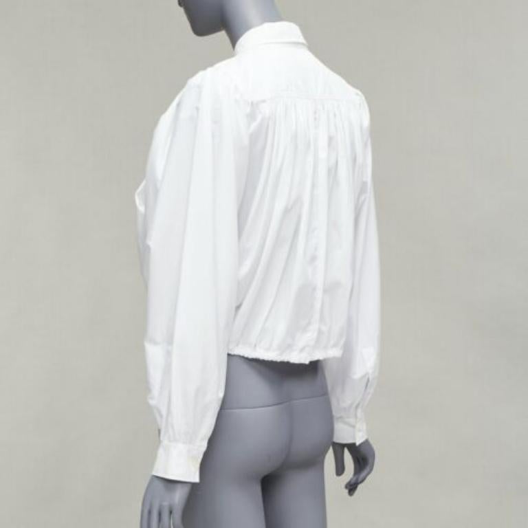MARNI white cotton drawstring hem puff sleeve cropped blouse IT36 XXS For Sale 1