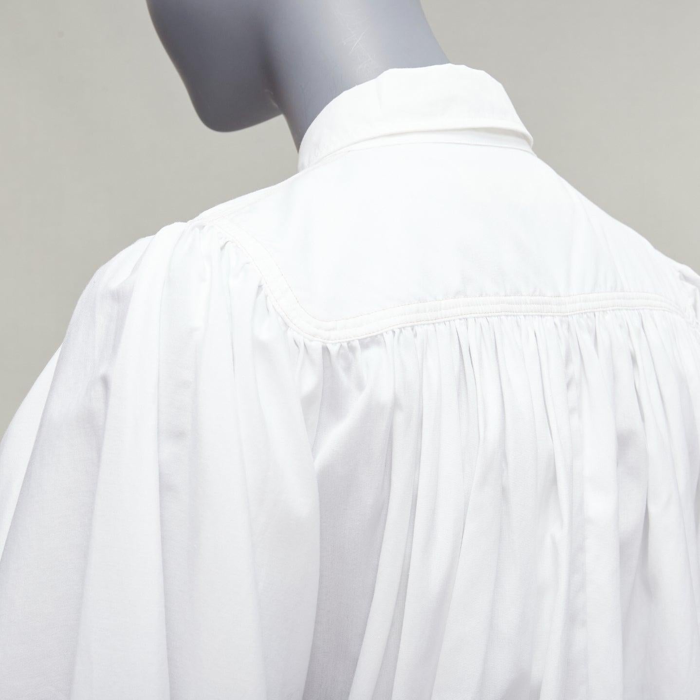 MARNI white cotton drawstring hem puff sleeve cropped blouse IT36 XXS For Sale 3