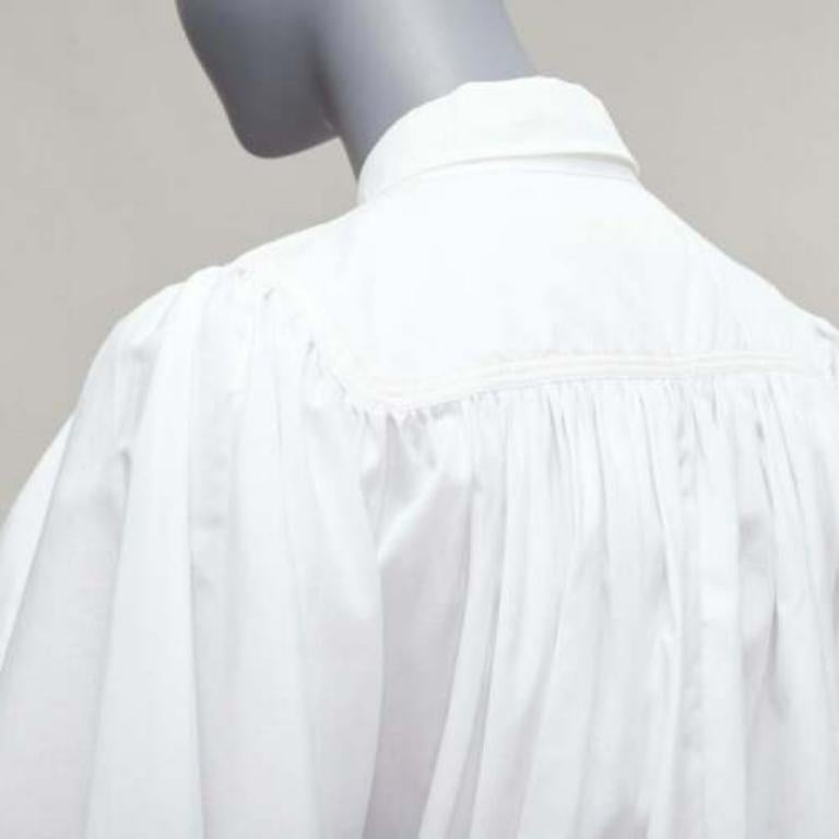 MARNI white cotton drawstring hem puff sleeve cropped blouse IT36 XXS For Sale 2