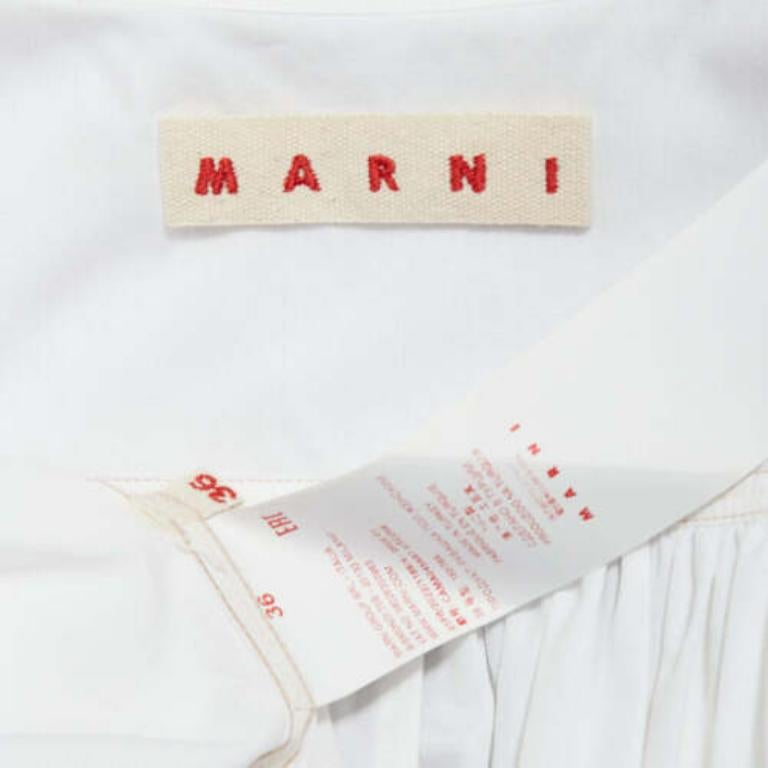 MARNI white cotton drawstring hem puff sleeve cropped blouse IT36 XXS For Sale 3