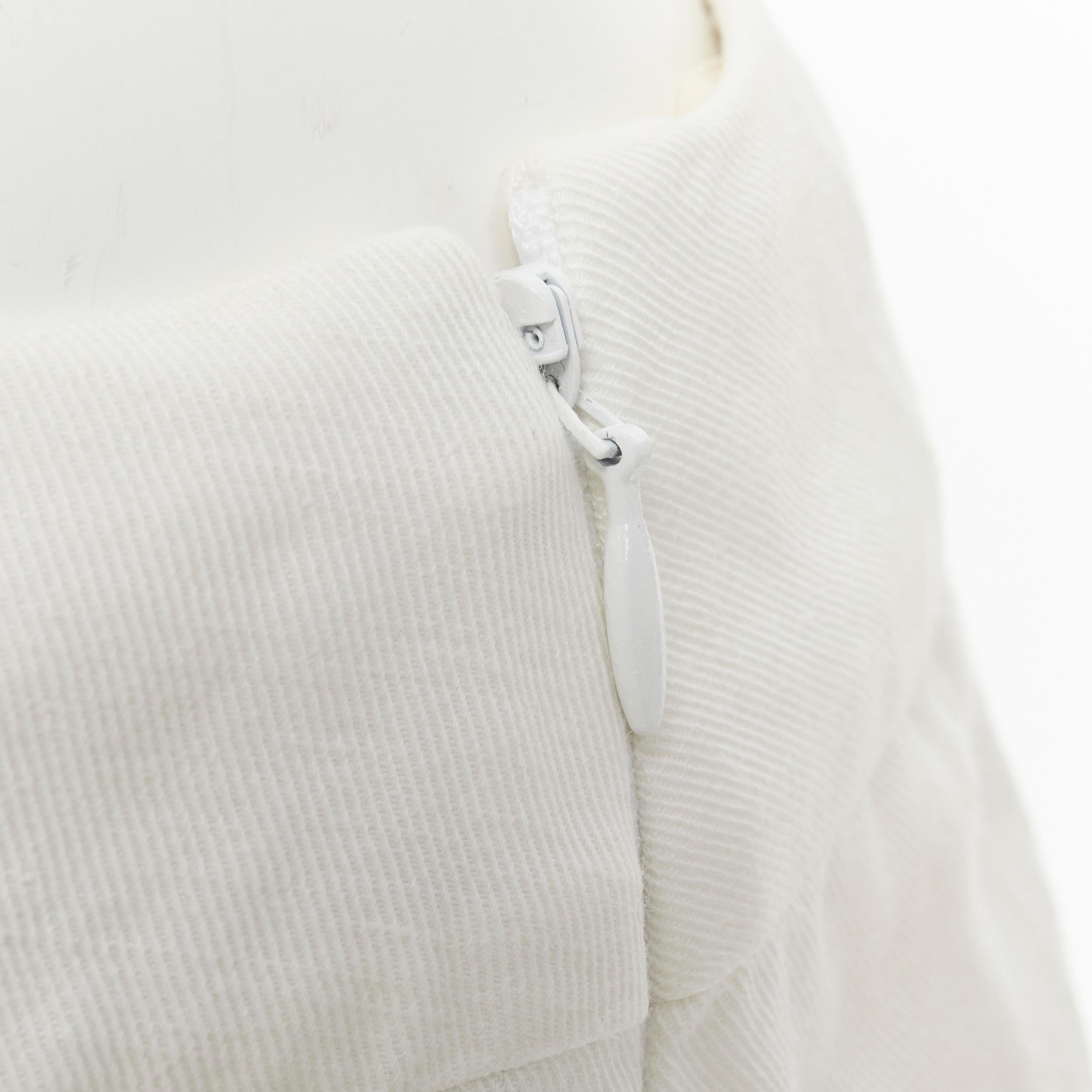 MARNI - Jupe plissée évasée à ourlet asymétrique en coton blanc et lin IT42 S en vente 5