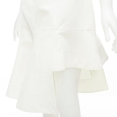 MARNI white cotton linen asymmetric step hem pleated flared skirt IT42 S