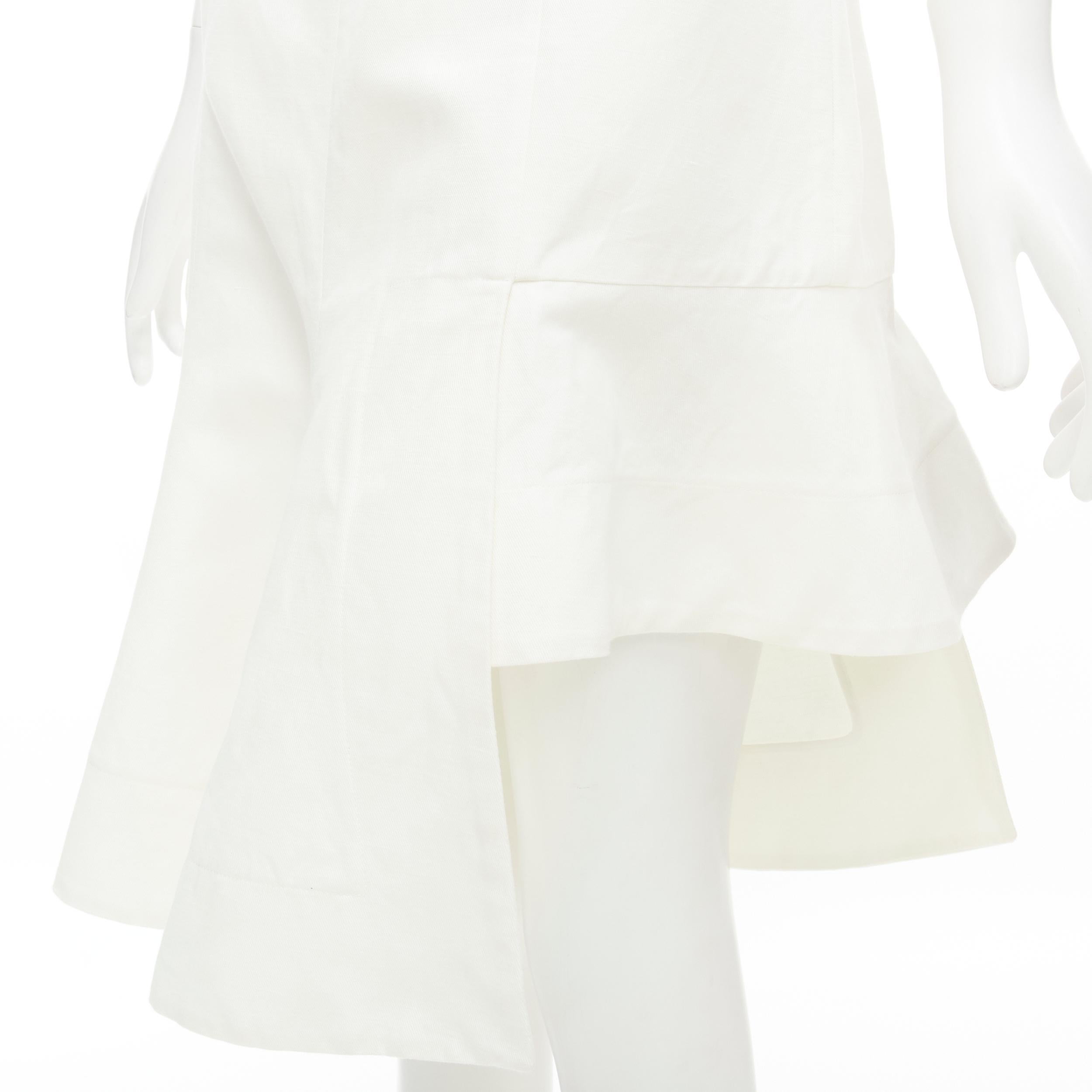 MARNI white cotton linen asymmetric step hem pleated flared skirt IT42 S
Reference: CELG/A00096
Brand: Marni
Material: Cotton, Linen
Color: White
Pattern: Solid
Closure: Zip
Made in: Italy

CONDITION:
Condition: Excellent, this item was pre-owned
