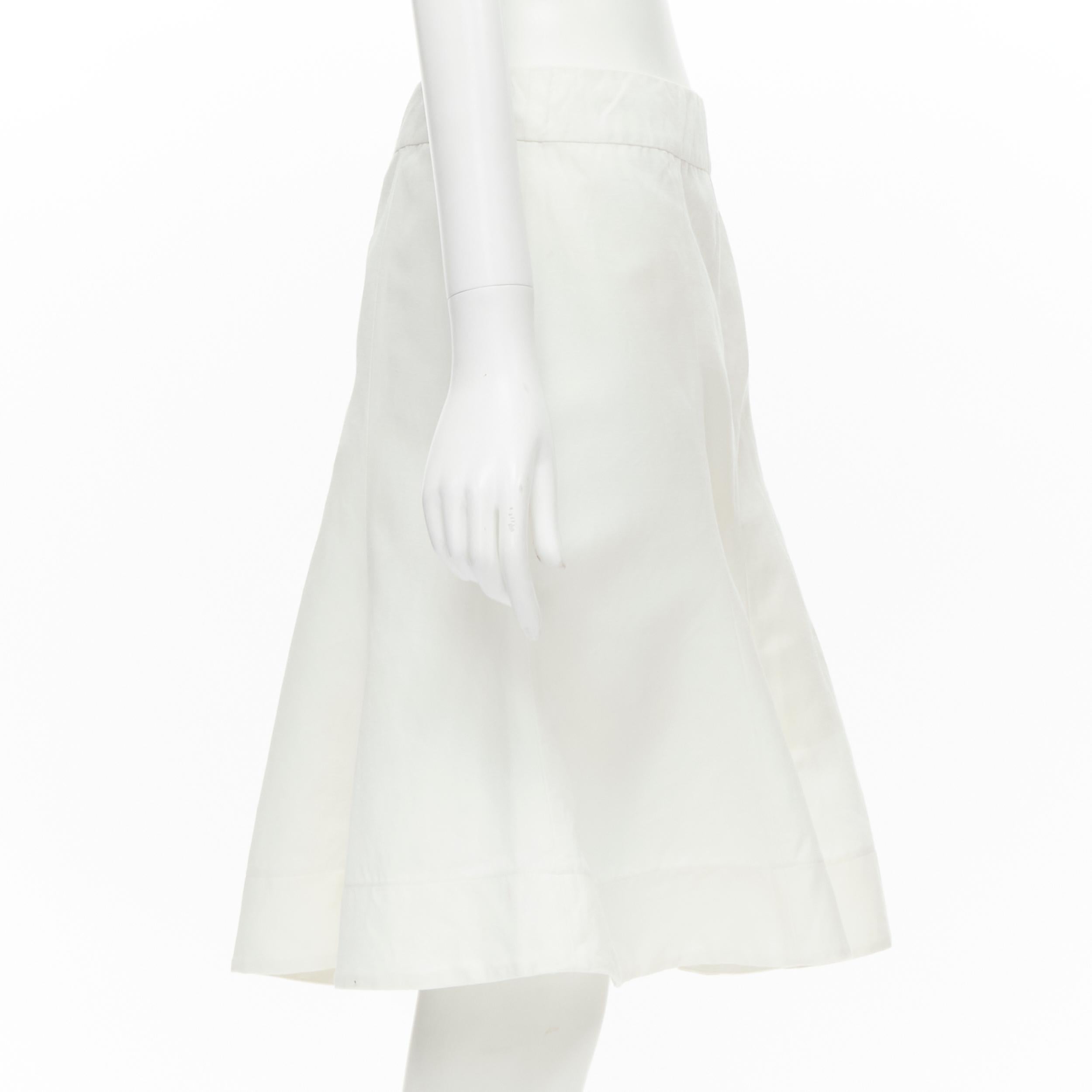 MARNI white cotton linen asymmetric step hem pleated flared skirt IT42 S In Excellent Condition For Sale In Hong Kong, NT