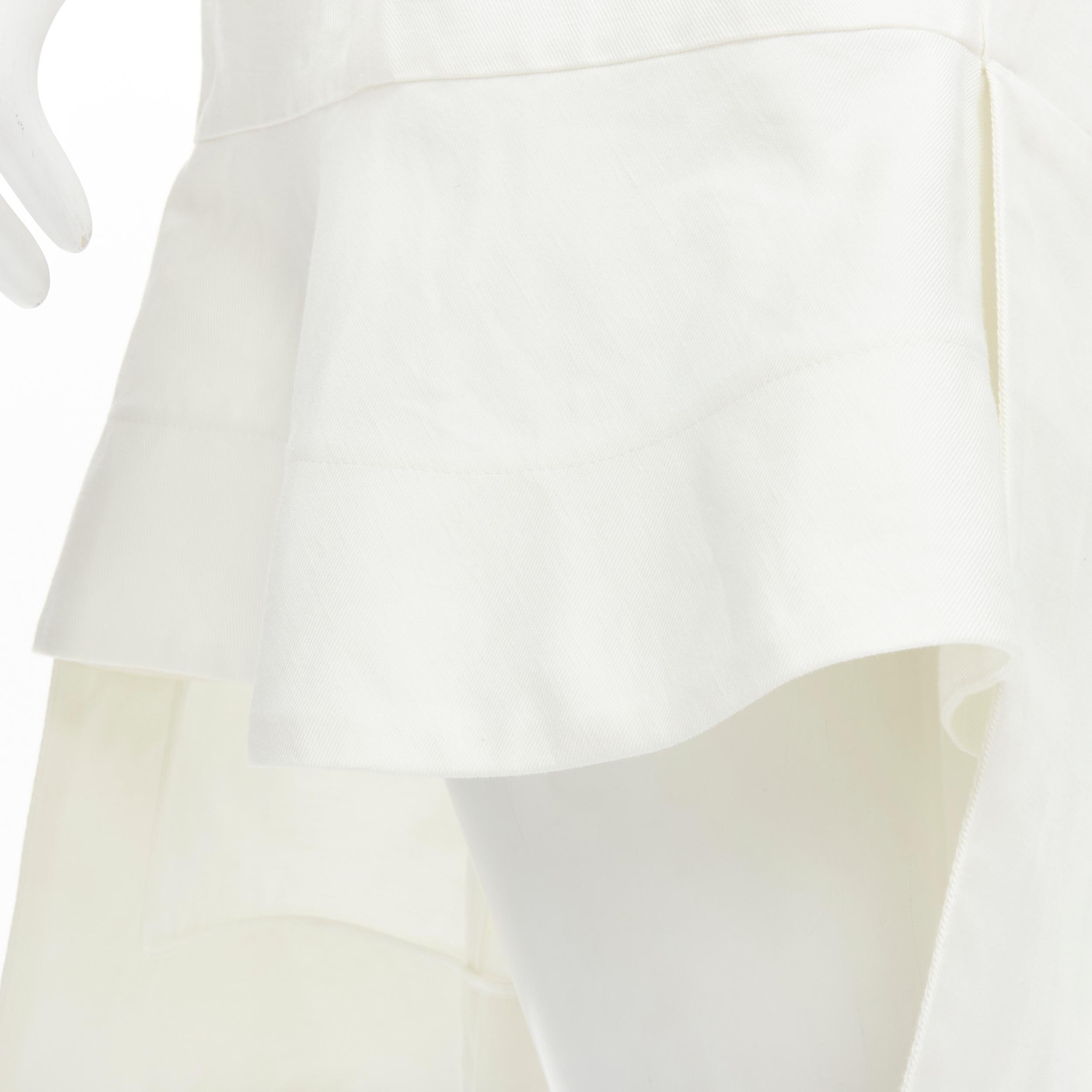 MARNI white cotton linen asymmetric step hem pleated flared skirt IT42 S For Sale 2