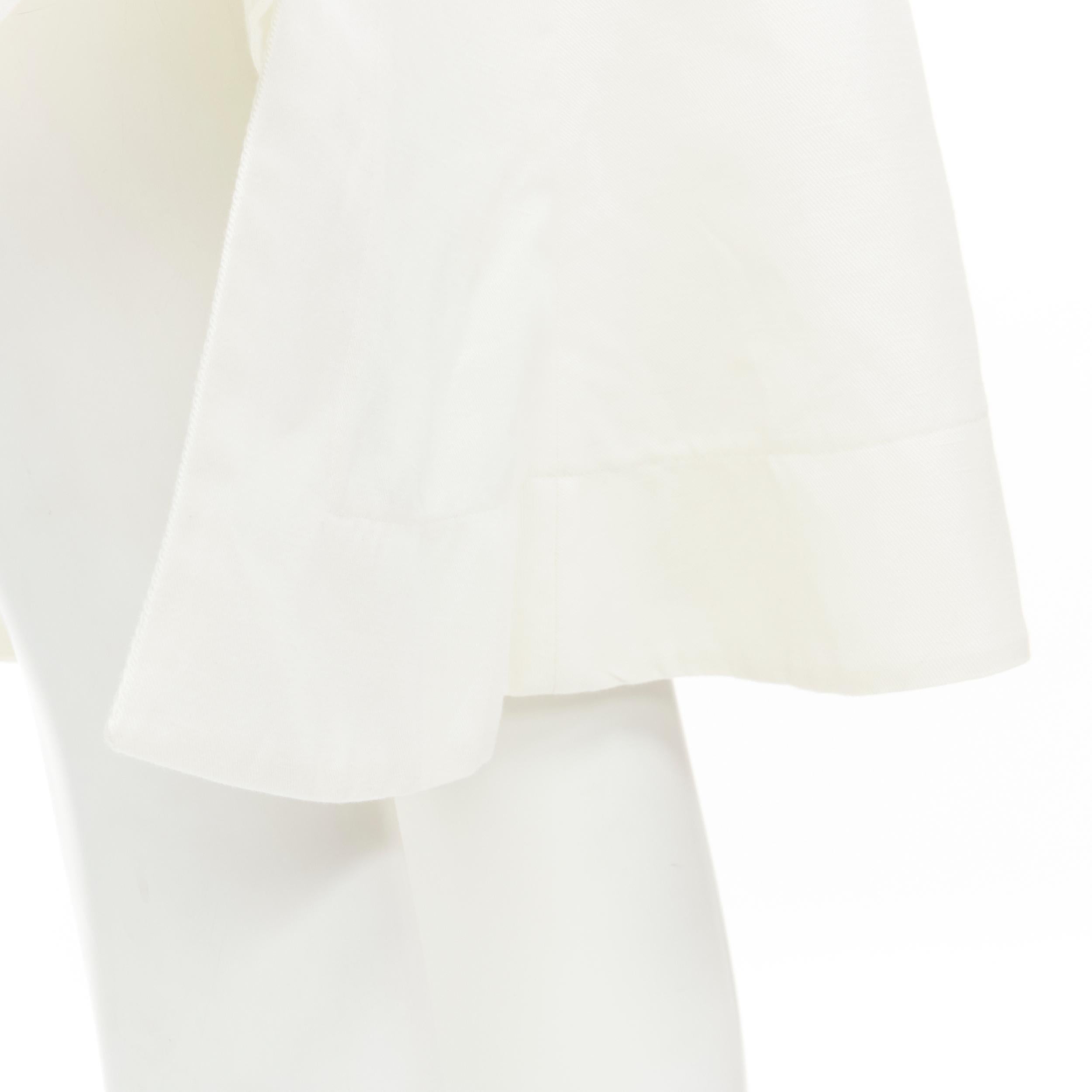 MARNI - Jupe plissée évasée à ourlet asymétrique en coton blanc et lin IT42 S en vente 3