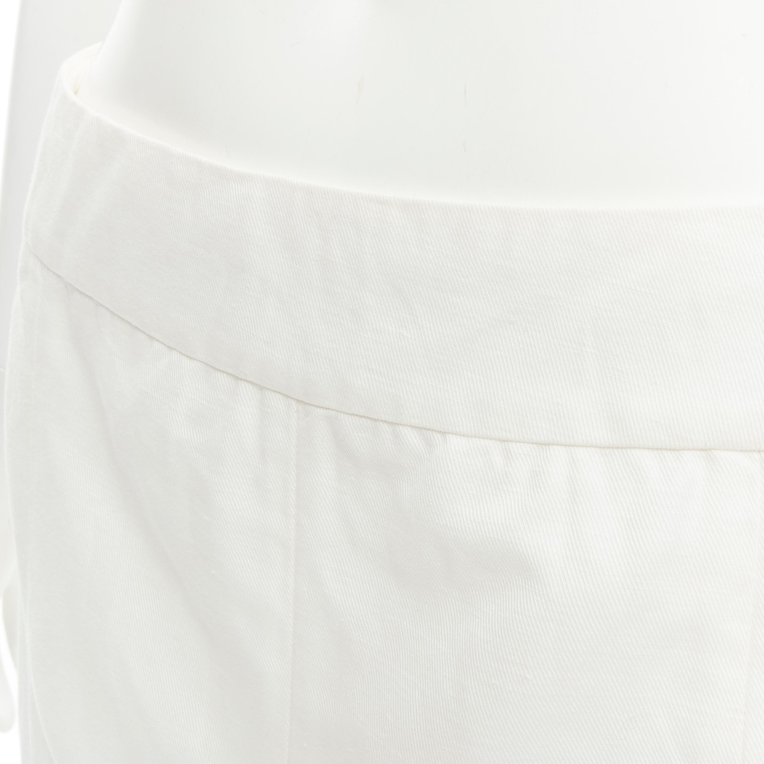 MARNI - Jupe plissée évasée à ourlet asymétrique en coton blanc et lin IT42 S en vente 4
