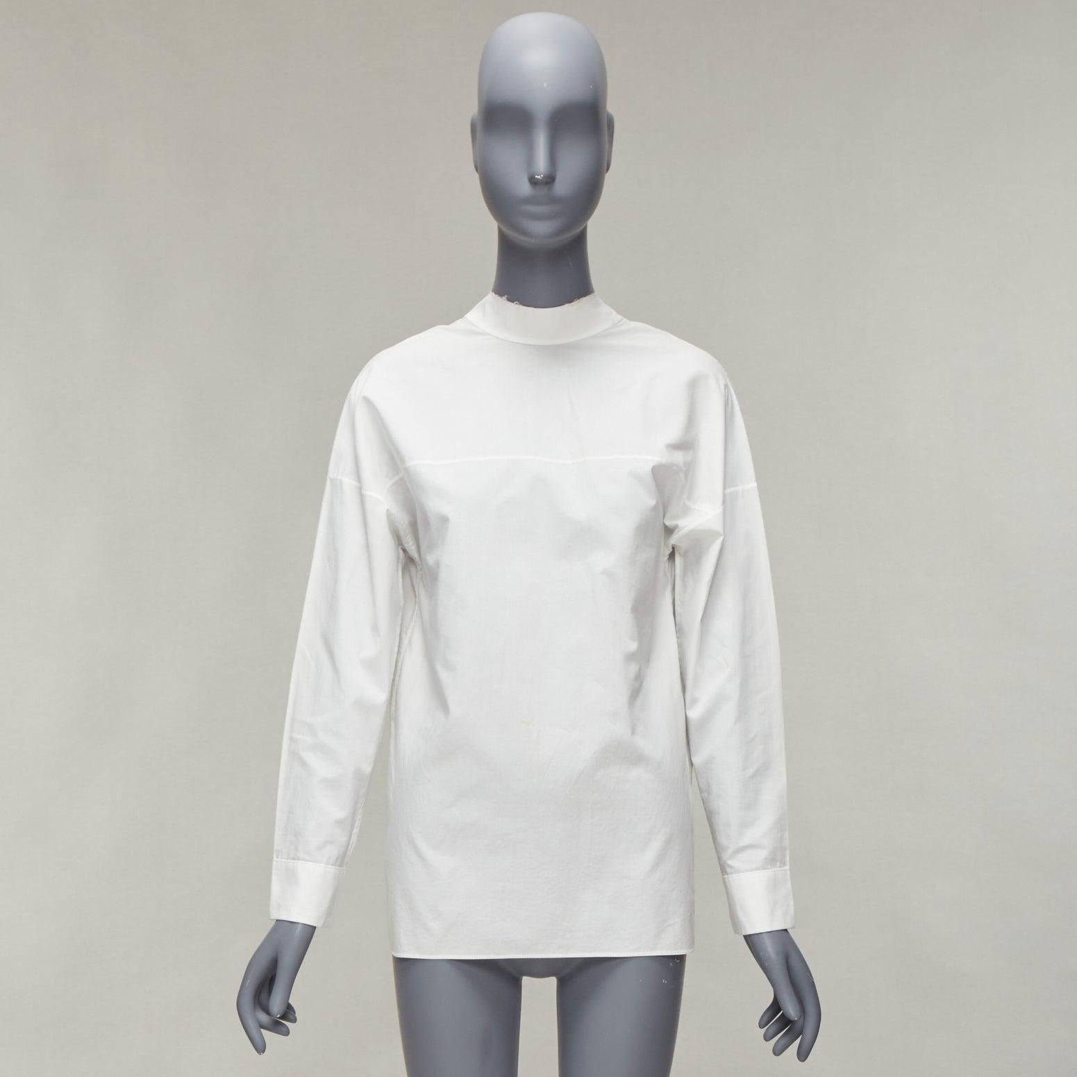 MARNI white cotton minimal front gold hook back panelled white shirt For Sale 6