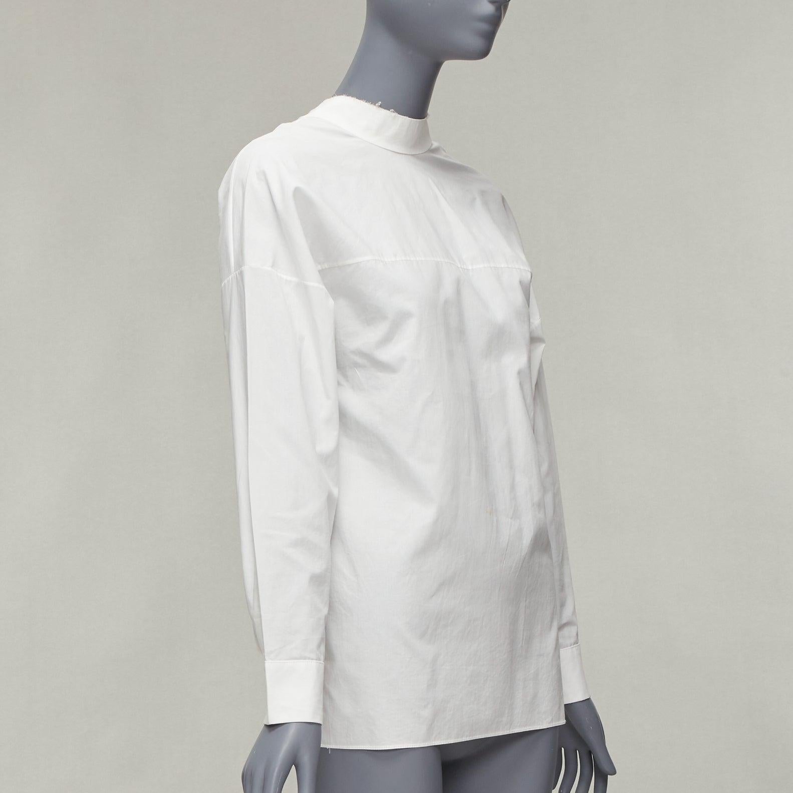 Gray MARNI white cotton minimal front gold hook back panelled white shirt For Sale