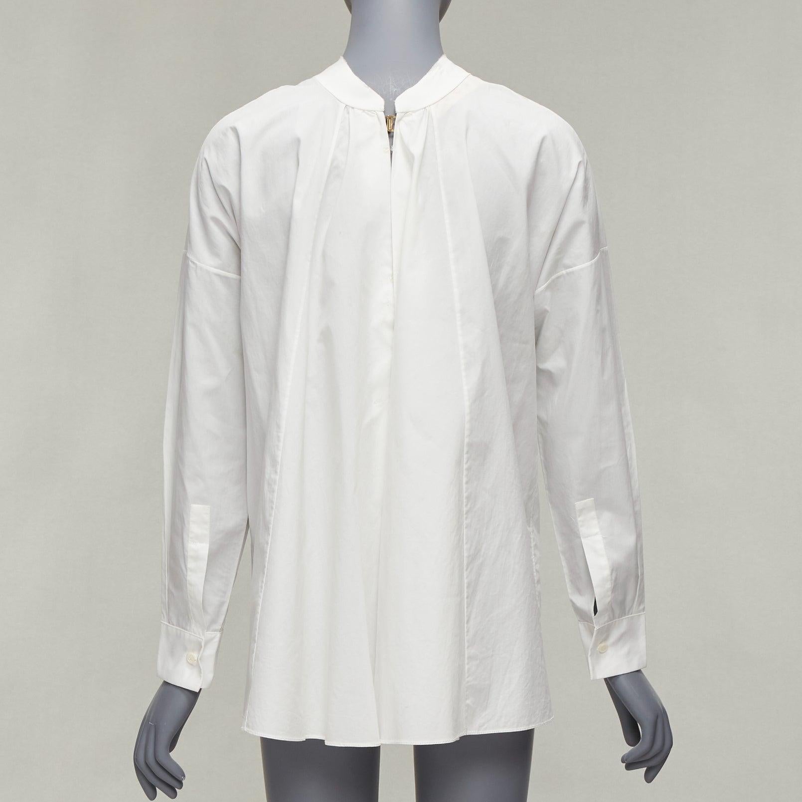 Women's MARNI white cotton minimal front gold hook back panelled white shirt For Sale