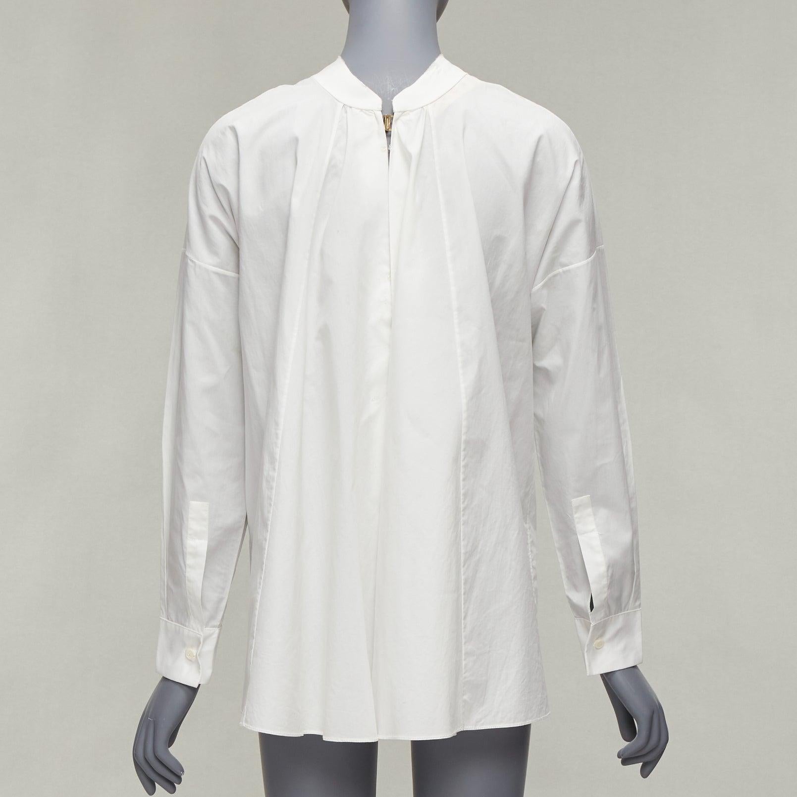 MARNI white cotton minimal front gold hook back panelled white shirt For Sale 1
