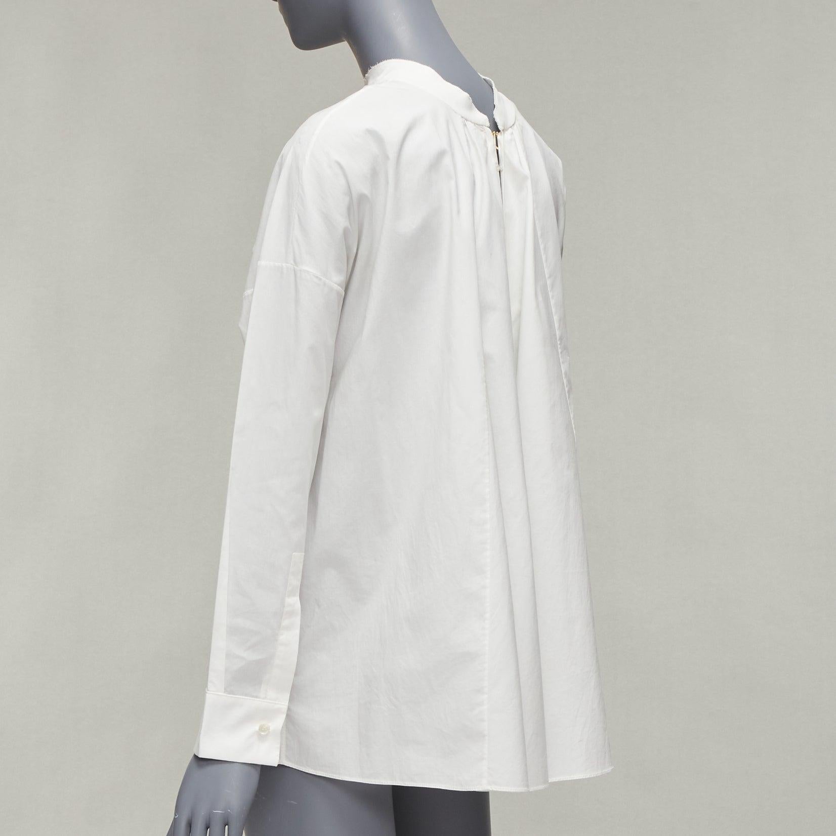 MARNI white cotton minimal front gold hook back panelled white shirt For Sale 1