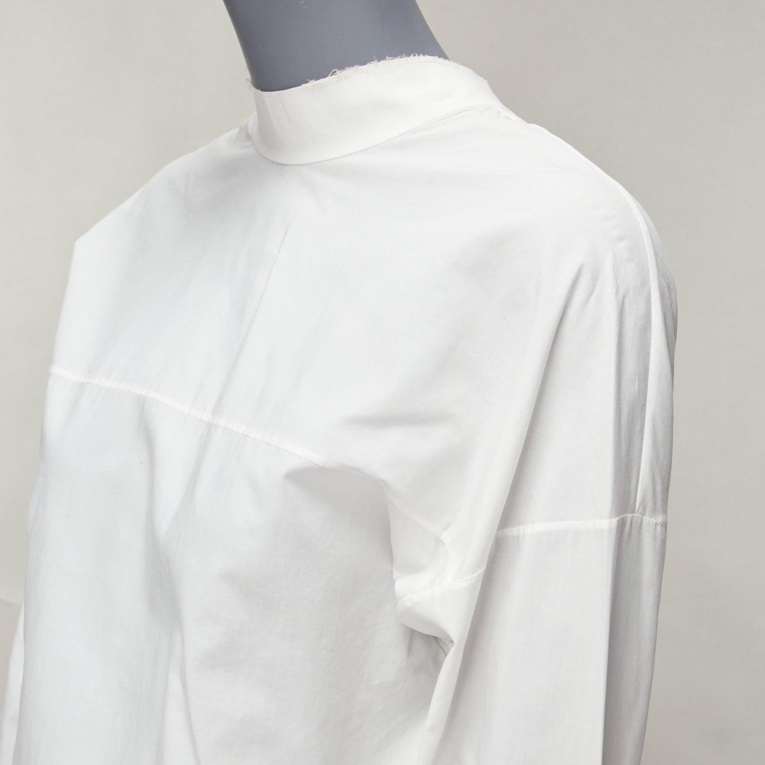 MARNI white cotton minimal front gold hook back panelled white shirt For Sale 2