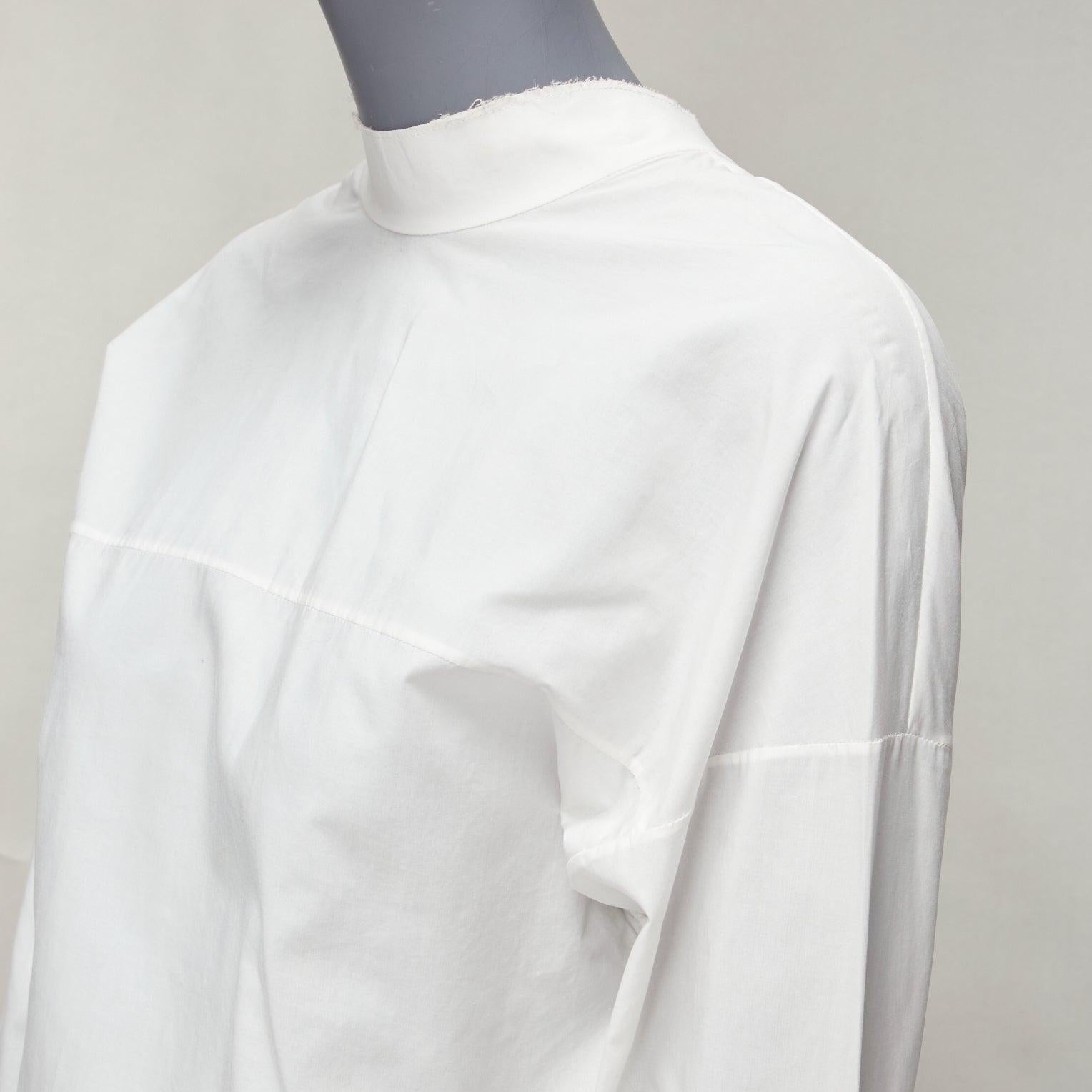 MARNI white cotton minimal front gold hook back panelled white shirt For Sale 3