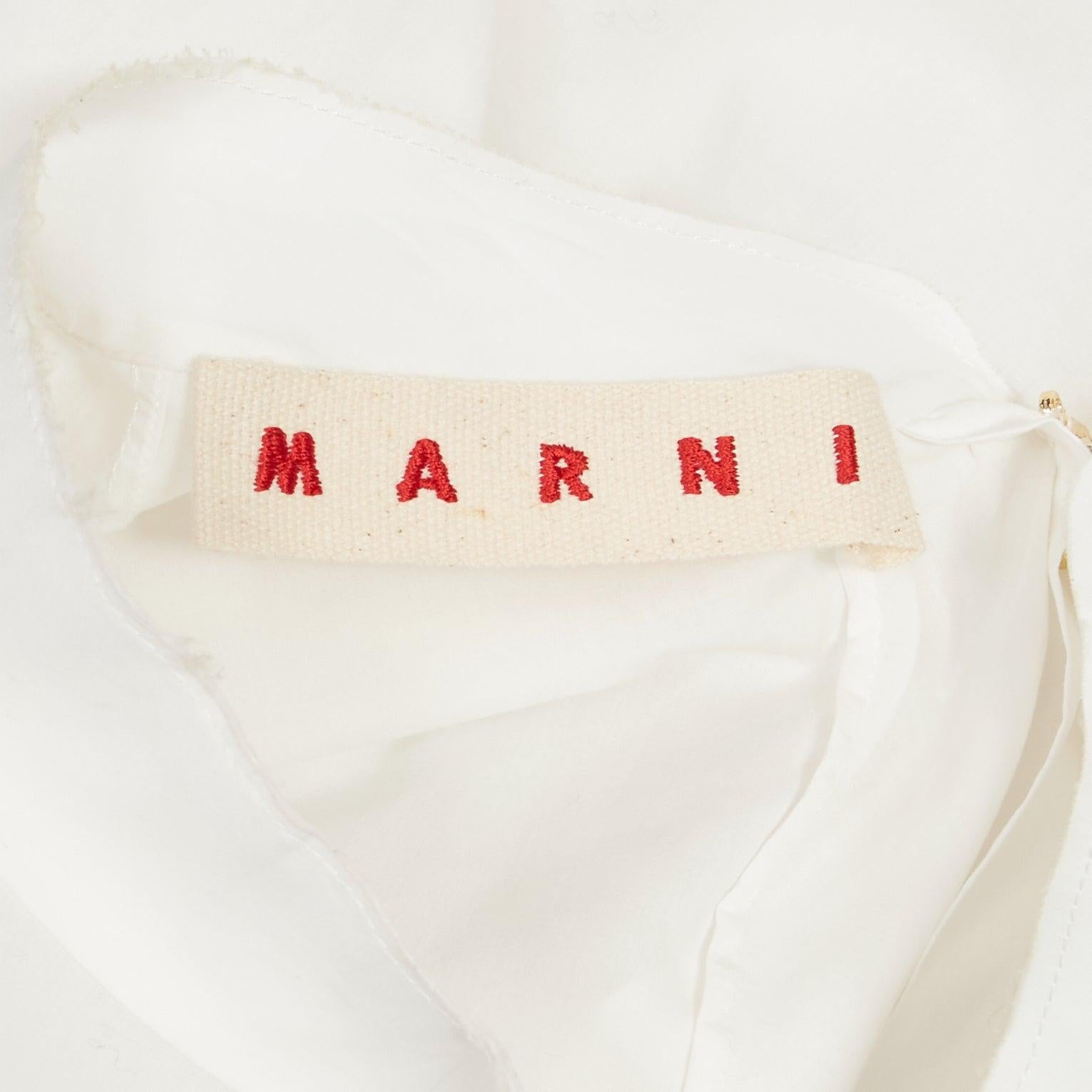 MARNI white cotton minimal front gold hook back panelled white shirt For Sale 4