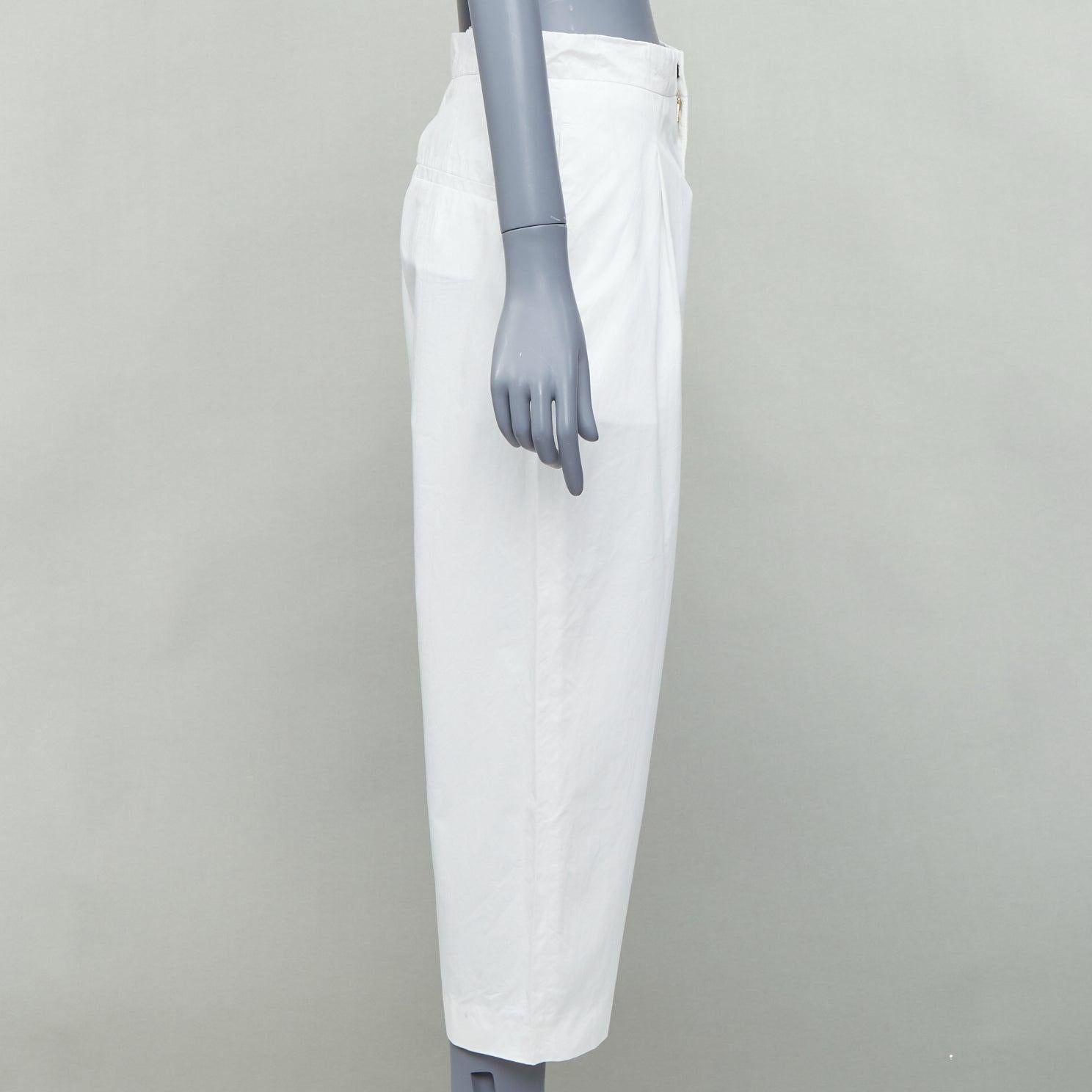 MARNI white cotton pleated front high waist cropped pants IT38 XS In Good Condition For Sale In Hong Kong, NT