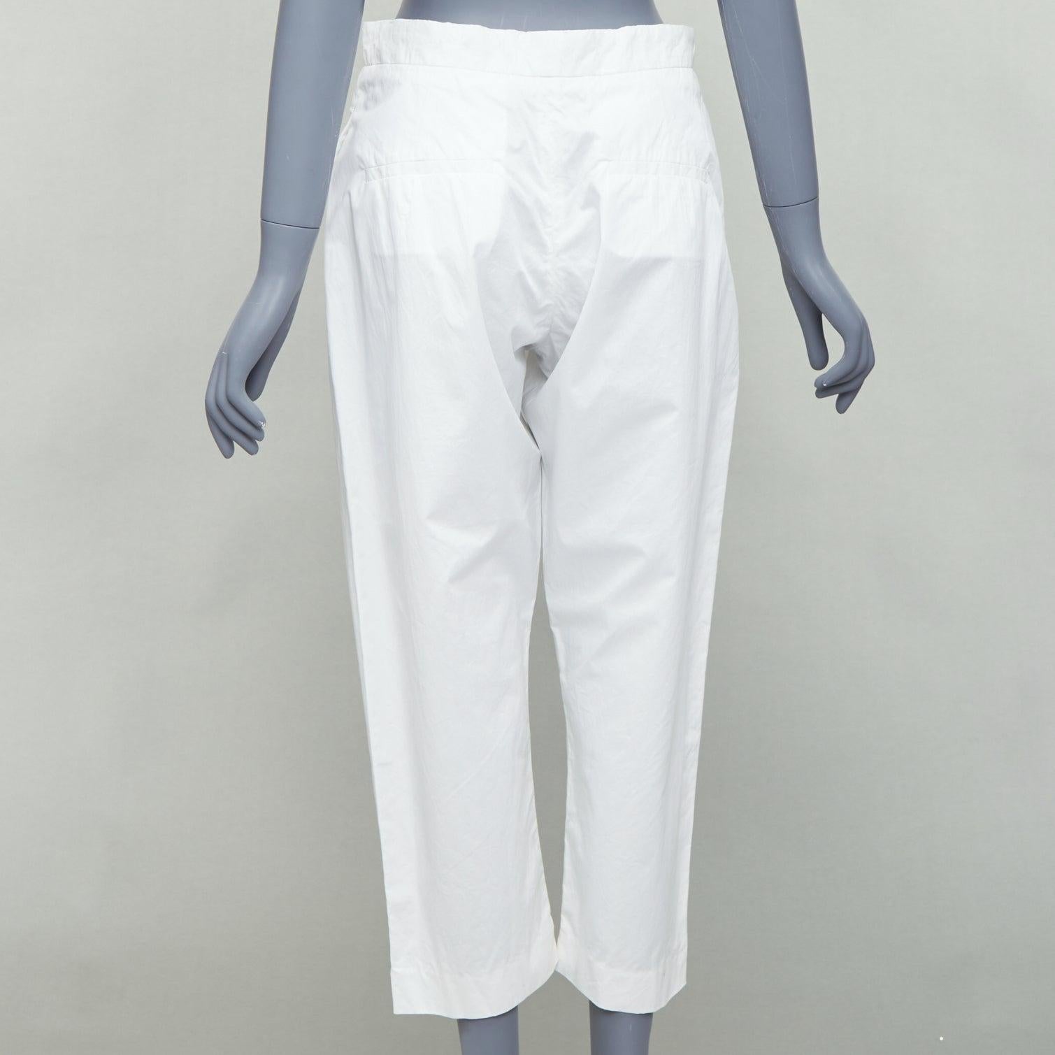 Women's MARNI white cotton pleated front high waist cropped pants IT38 XS For Sale