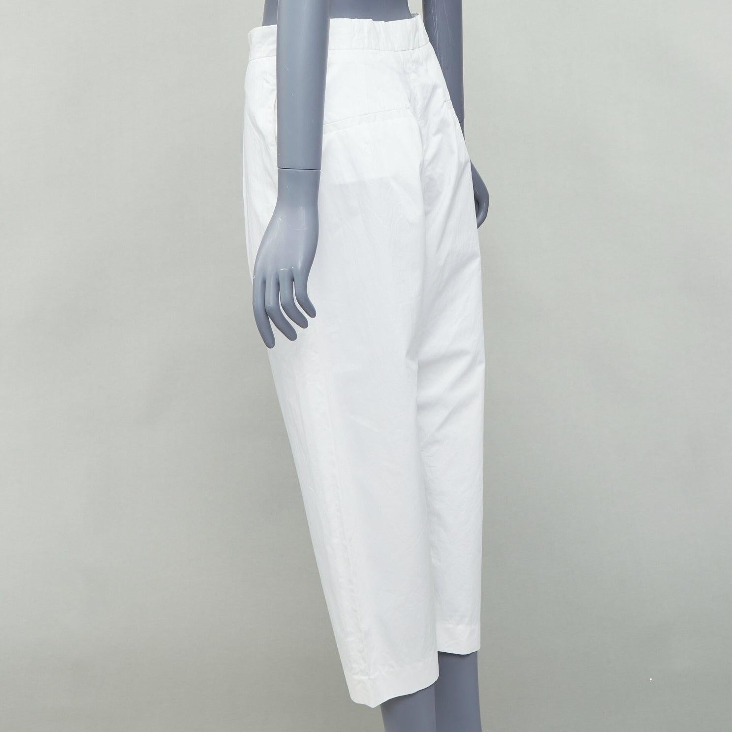 MARNI white cotton pleated front high waist cropped pants IT38 XS For Sale 1