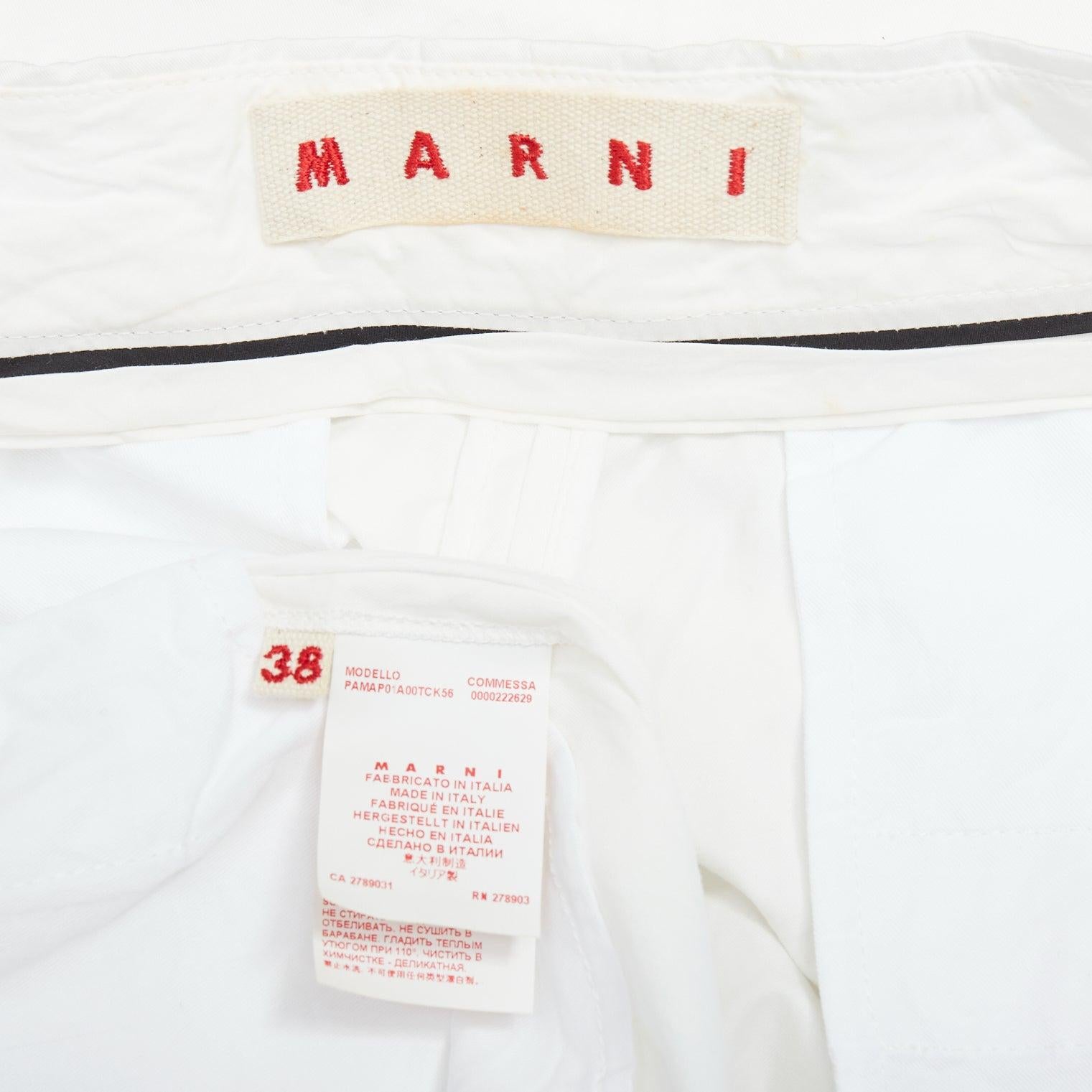 MARNI white cotton pleated front high waist cropped pants IT38 XS For Sale 3