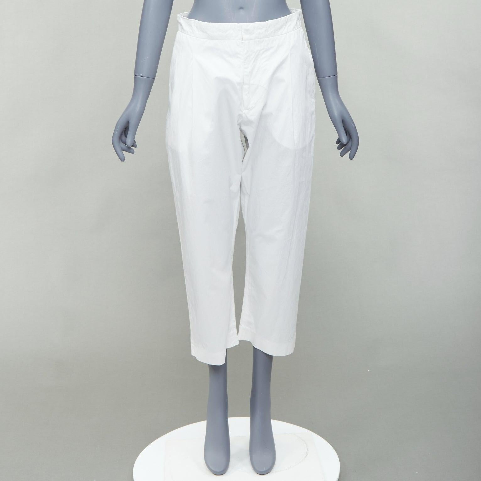 MARNI white cotton pleated front high waist cropped pants IT38 XS For Sale 4