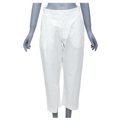 MARNI Weiße Hose mit plissierter Vorderseite und hoher Taille aus Baumwollfalten IT38 XS