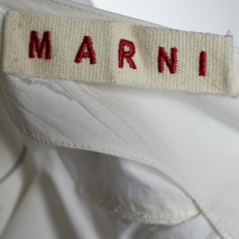 Marni Weiß Baumwolle Krawatte Detail Rundhalsausschnitt Langarm Bluse L im Zustand „Gut“ im Angebot in Dubai, Al Qouz 2
