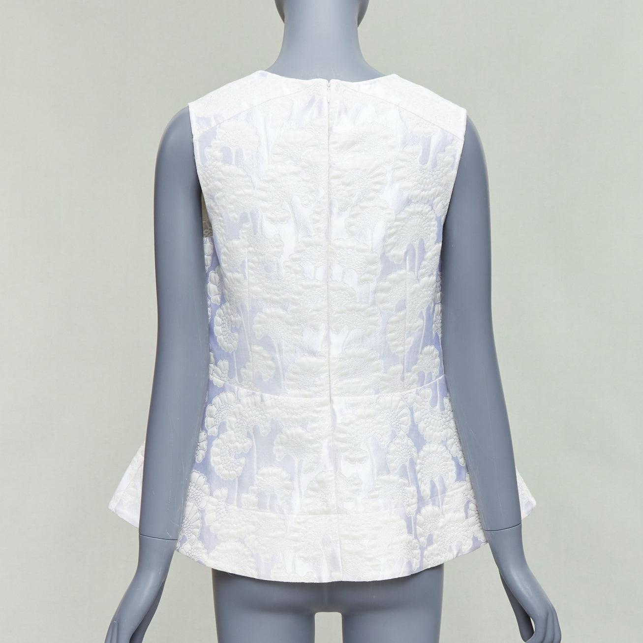 Women's MARNI white cream floral jacquard round neck peplum top IT42 M For Sale