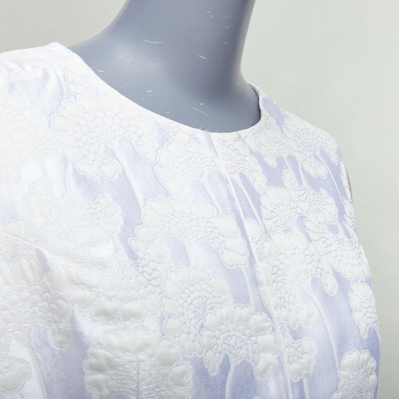 MARNI white cream floral jacquard round neck peplum top IT42 M For Sale 2