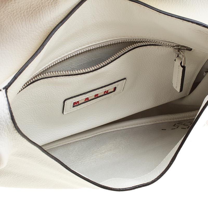 Marni White Leather Flap Shoulder Bag 2