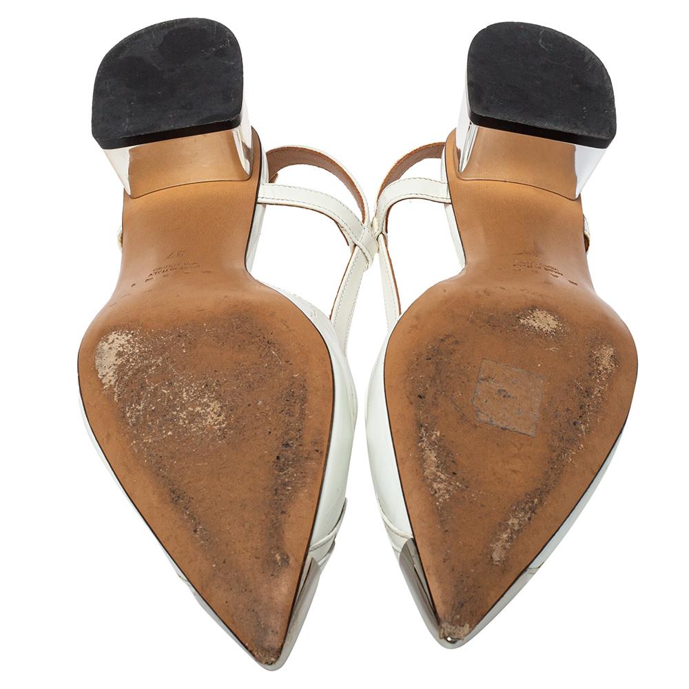 Women's Marni White Leather Slingback Cap Toe Sandals Size 37