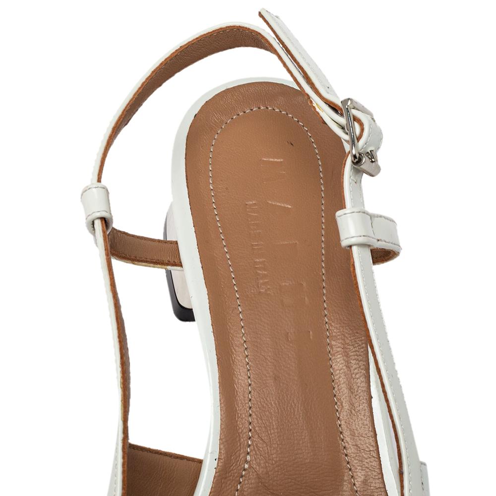 Marni White Leather Slingback Cap Toe Sandals Size 37 2