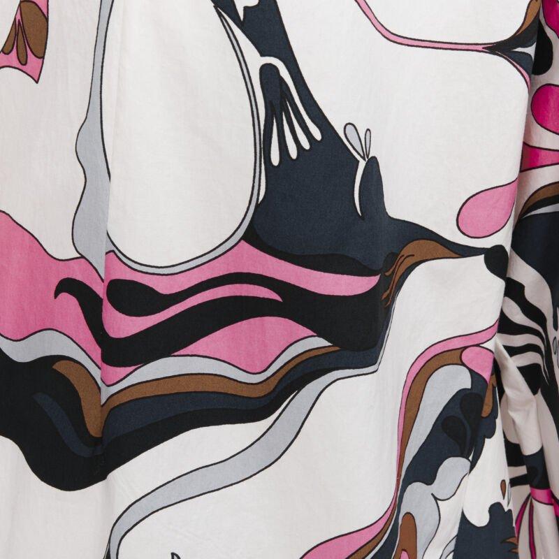 MARNI blanco marino rosa remolino floral algodón cuello barco vestido manga larga IT40 S en venta 5