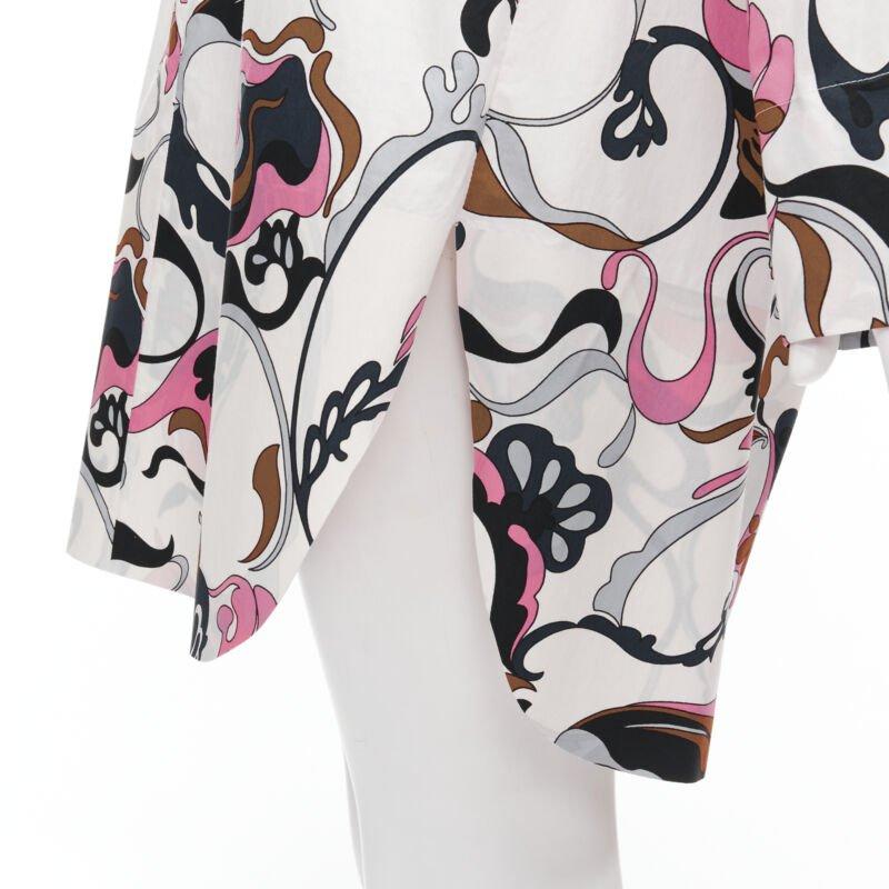 MARNI blanco marino rosa remolino floral algodón cuello barco vestido manga larga IT40 S en venta 4