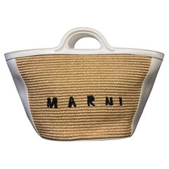 Marni White Small Tropicalia Raffia Tote