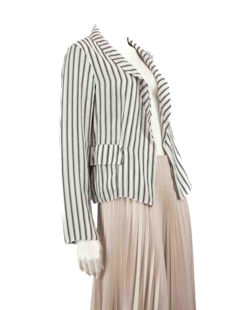 CONDITION is Very good. Hardly any visible wear to the blazer is evident on this used Marni designer resale item.
 
 
 
 Details
 
 
 White and black
 
 Silk
 
 Jacket
 
 Short length
 
 Striped pattern
 
 Open front
 
 2x Front side pockets
 
 
 
