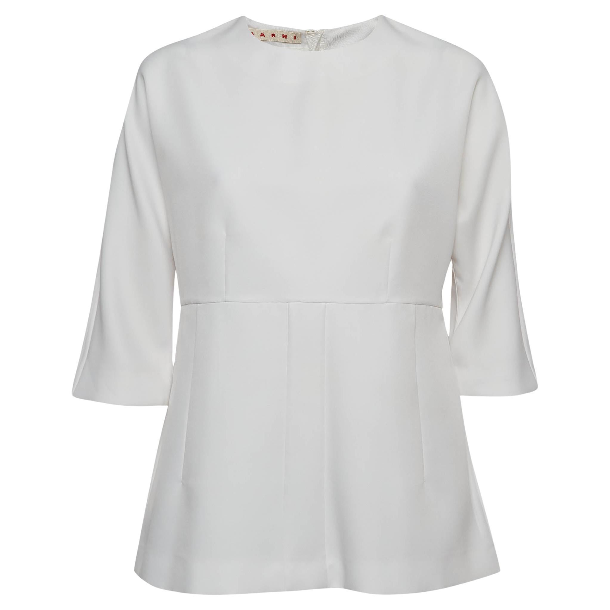 Marni Top péplum en sergé blanc M