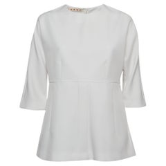 Marni White Twill Peplum Top M