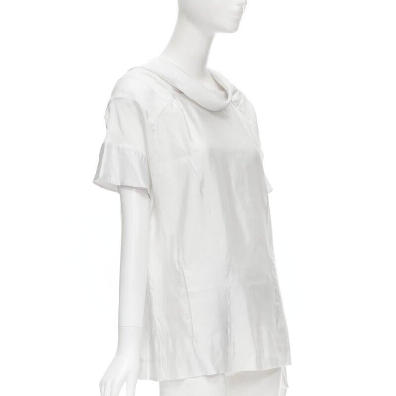Gray MARNI white viscose cowl neck curved seam slit pocket top IT38 XS For Sale