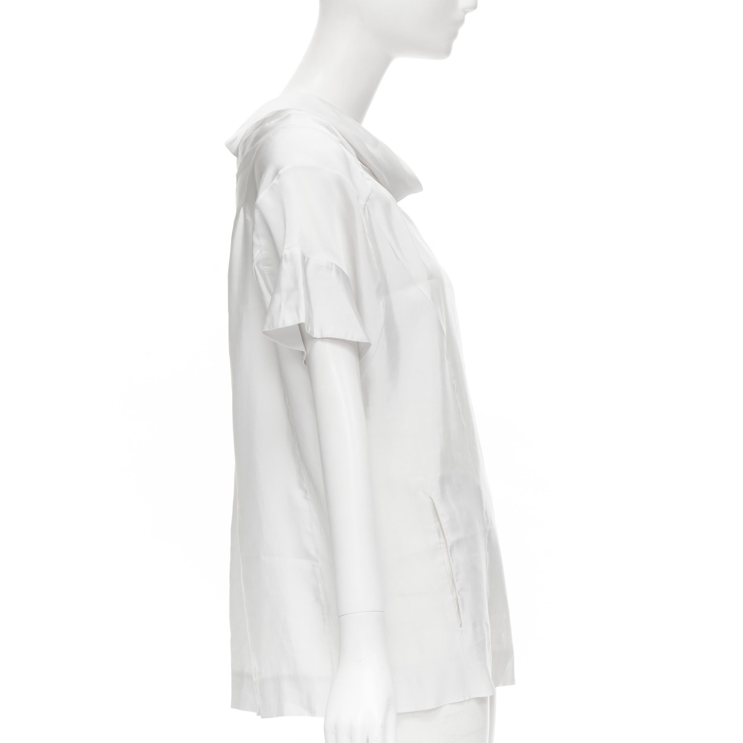 MARNI white viscose cowl neck curved seam slit pocket top IT38 XS In Good Condition For Sale In Hong Kong, NT