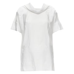 MARNI white viscose cowl neck curved seam slit pocket top IT38 XS