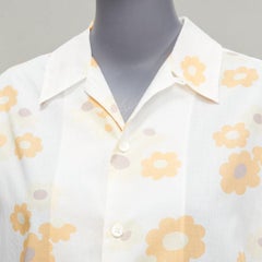 MARNI white yellow cotton vintage floral print short sleeve boxy shirt IT38 XS