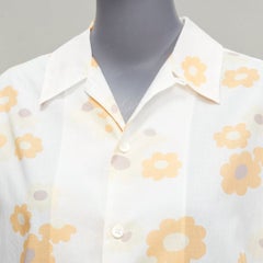 MARNI chemise boxy à manches courtes en coton blanc et jaune à imprimé floral vintage IT38 XS