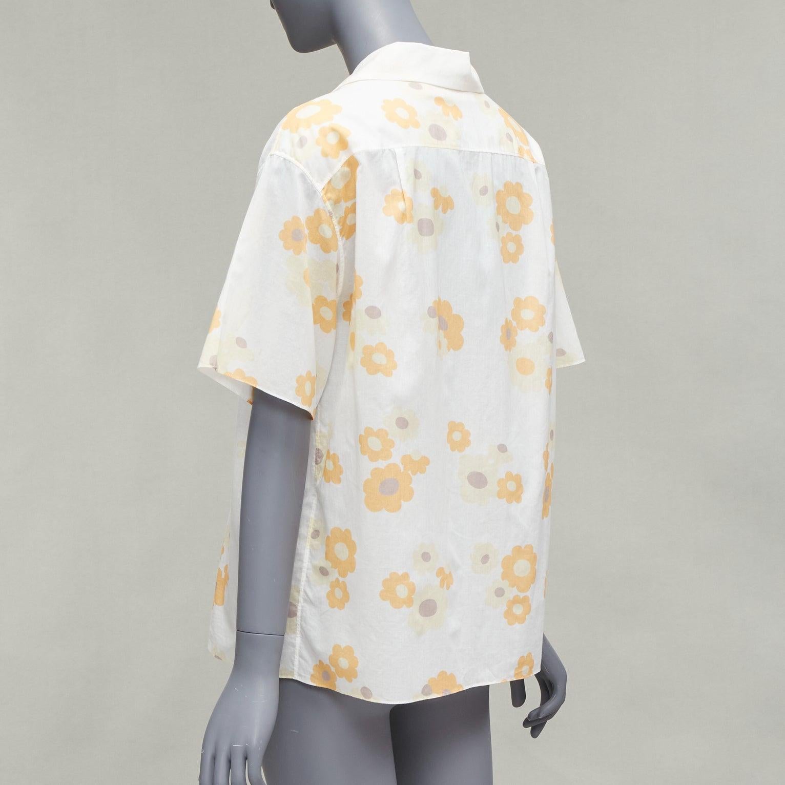 Women's MARNI white yellow cotton vintage floral print short sleeve boxy shirt IT38 XS For Sale