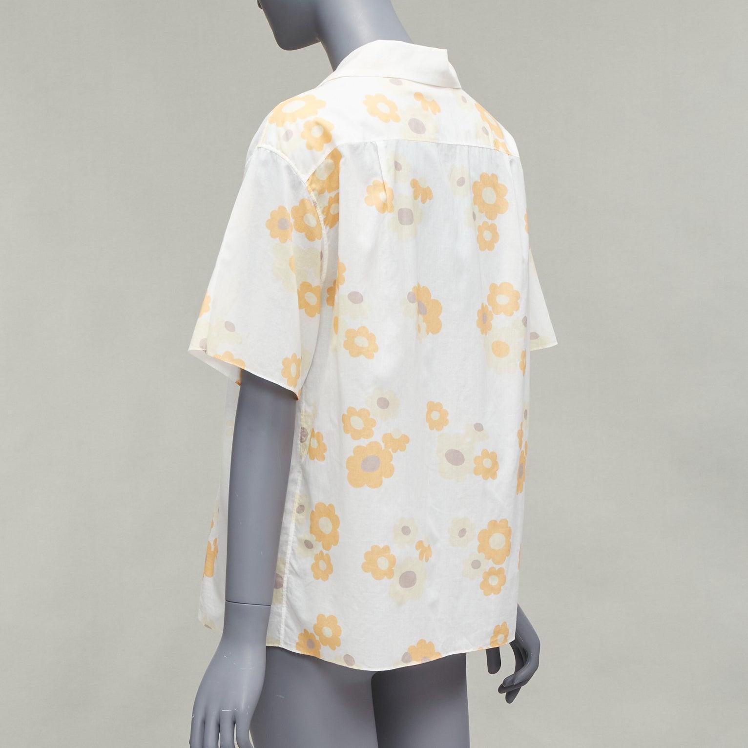 MARNI white yellow cotton vintage floral print short sleeve boxy shirt IT38 XS For Sale 1