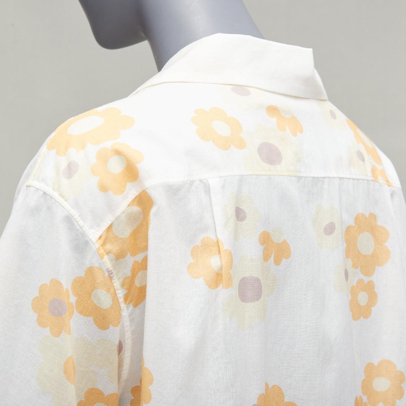 MARNI white yellow cotton vintage floral print short sleeve boxy shirt IT38 XS For Sale 1