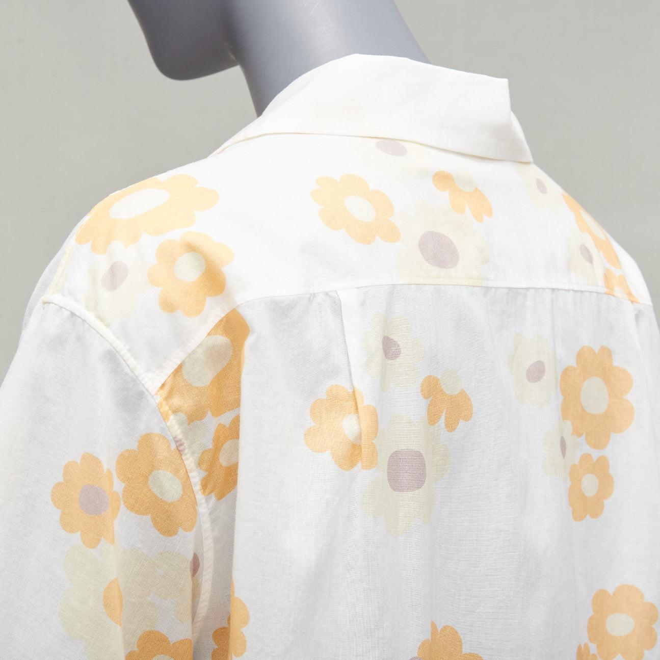MARNI white yellow cotton vintage floral print short sleeve boxy shirt IT38 XS For Sale 2
