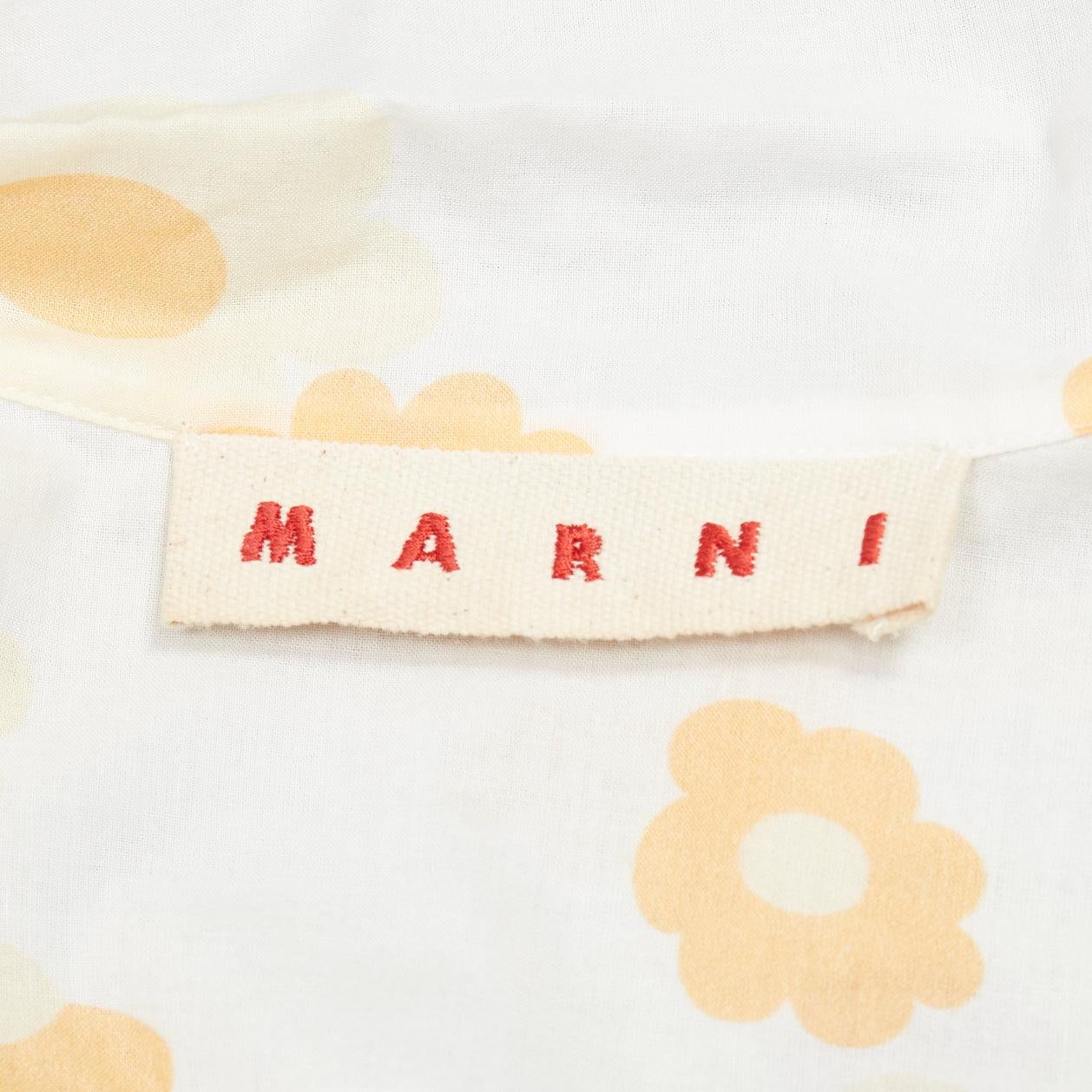 MARNI white yellow cotton vintage floral print short sleeve boxy shirt IT38 XS For Sale 2