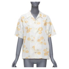 MARNI chemise boxy à manches courtes en coton blanc et jaune à imprimé floral vintage IT38 XS