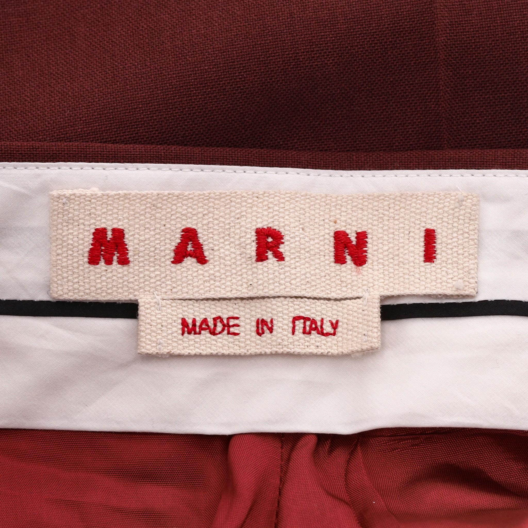 Women's Marni Wide-Leg Cropped Wool Trousers